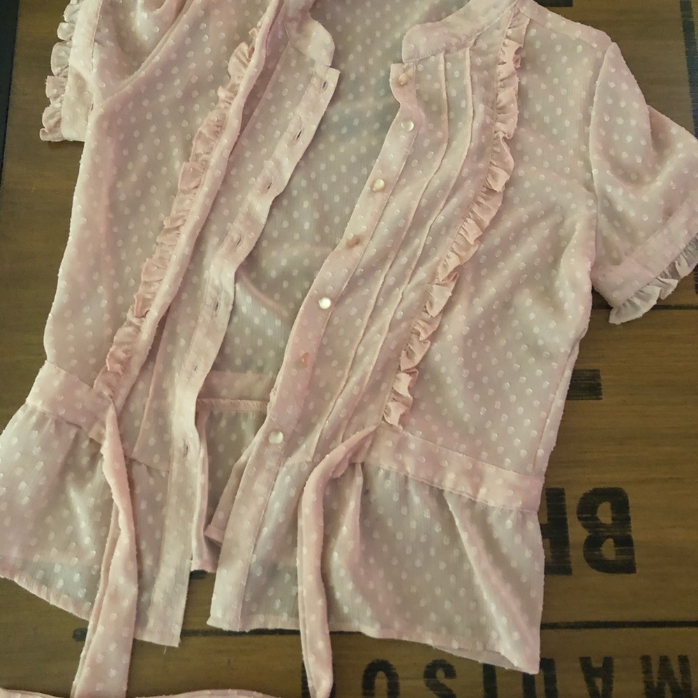 Sheer Pink Frilly Blouse size M